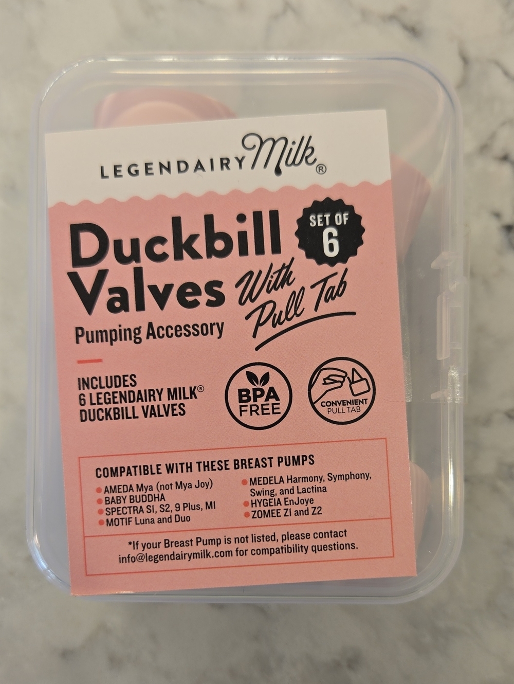 NWT Legendairy Milk Duckbill Valves - Pink Pumping Accessory (Set of 6)